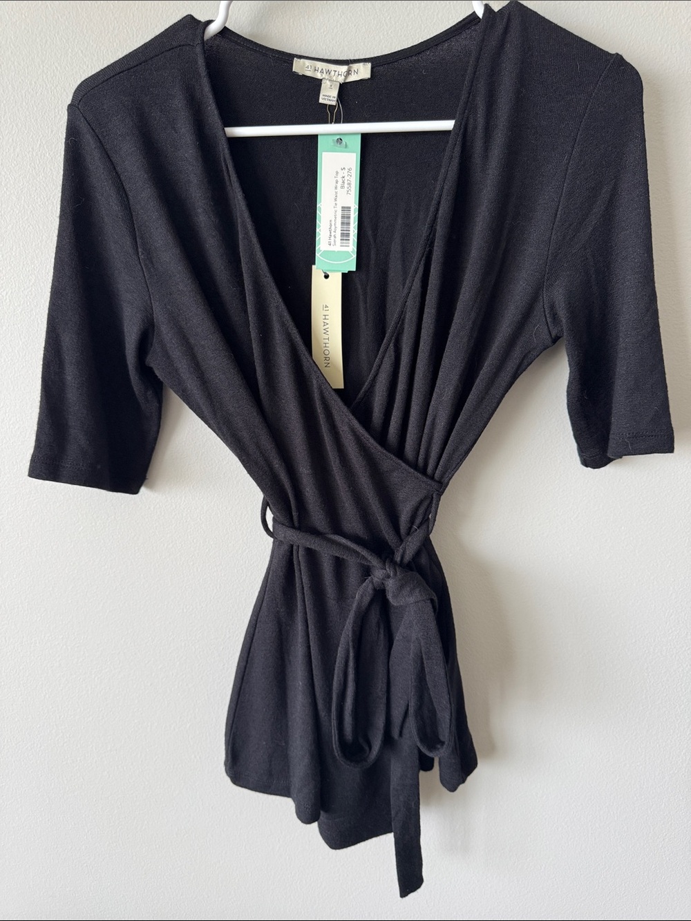 41 Hawthorn Black Wrap Blouse with Tie Waist